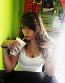Busty sexy whore licking